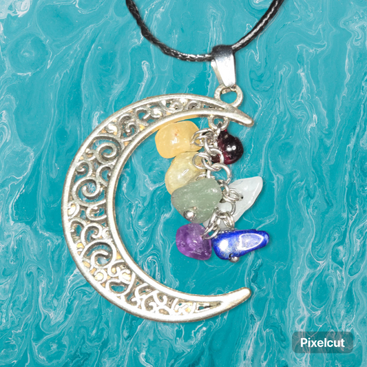 7 Chakra Moon Pendant