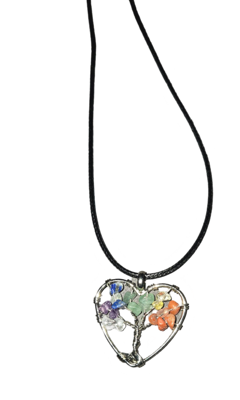 Chakra Tree of Life Heart Pendant