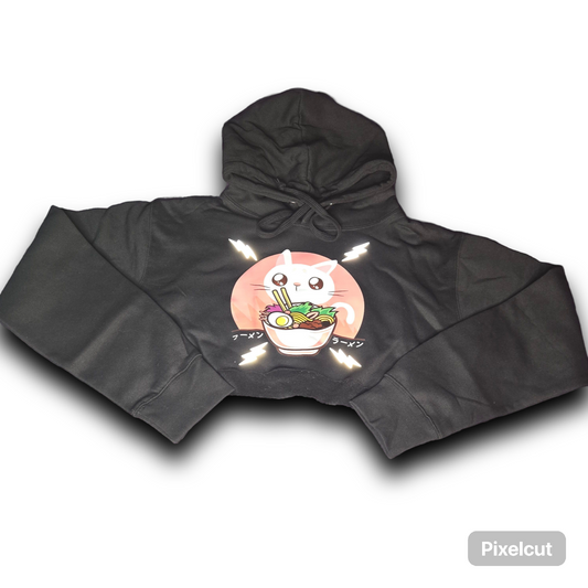 Ramen Kitty Cropped Hoodie